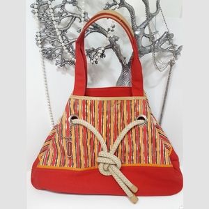 Vintage Naturalizer❤Boho Large Cotton Expandable Double Handle Tote Bag